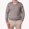 Maglia Scollo V grigio chiaro in pura lana merino extrafine