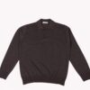 Polo antracite 3 bottoni in pura lana merino extrafine