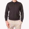 Polo antracite 3 bottoni in pura lana merino extrafine
