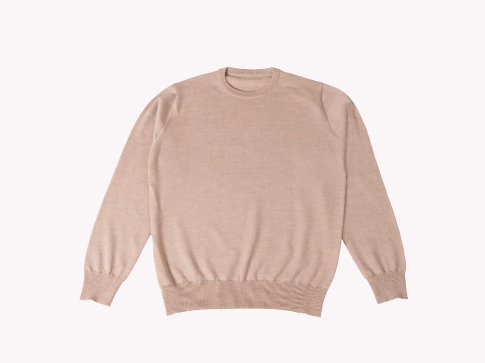 Maglia Girocollo beige in pura lana merino extrafine