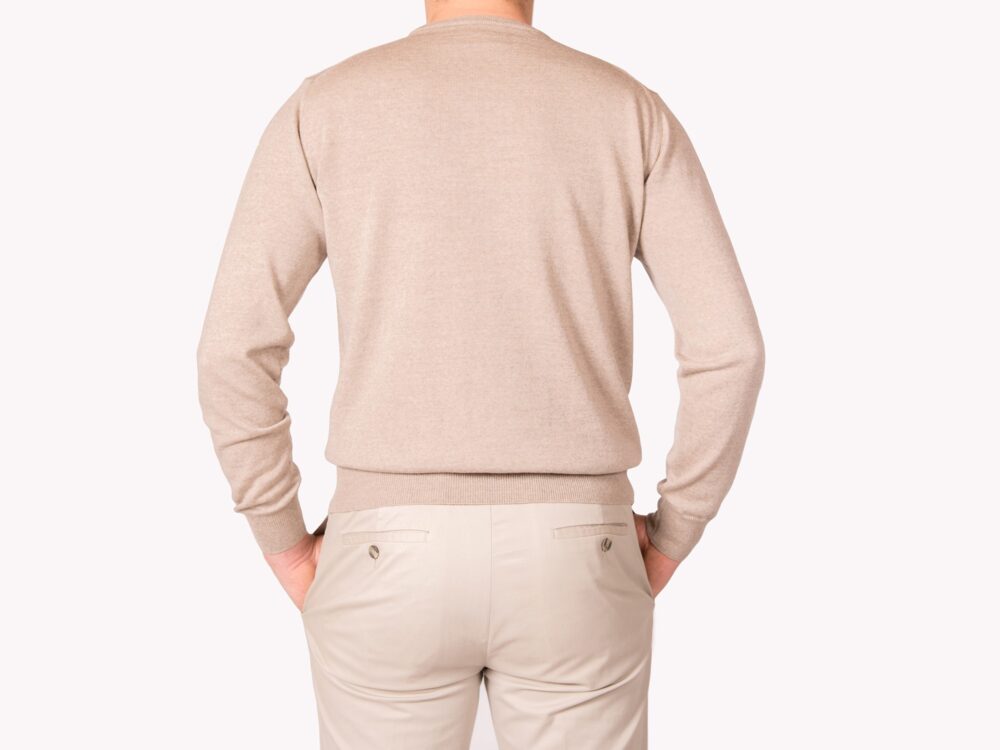 Maglia Girocollo beige in pura lana merino extrafine