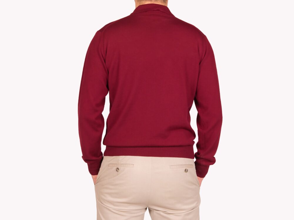 Polo bordeaux 3 bottoni in pura lana merino extrafine