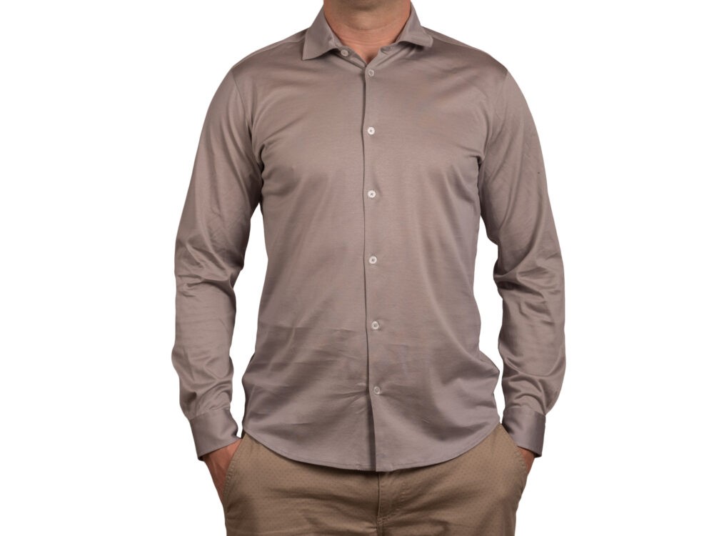 Camicia grigia manica lunga in jersey Filoscozia