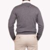 Maglia Scollo V grigio piombo in pura lana merino extrafine